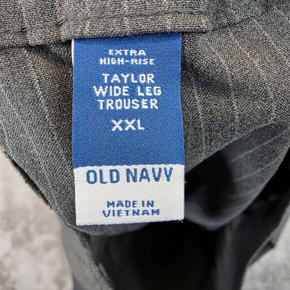 Old Navy Pants Womens XXL Gray Pinstripe Extra High-Rise Taylor Wide Leg Trouser - Picture 10 of 12